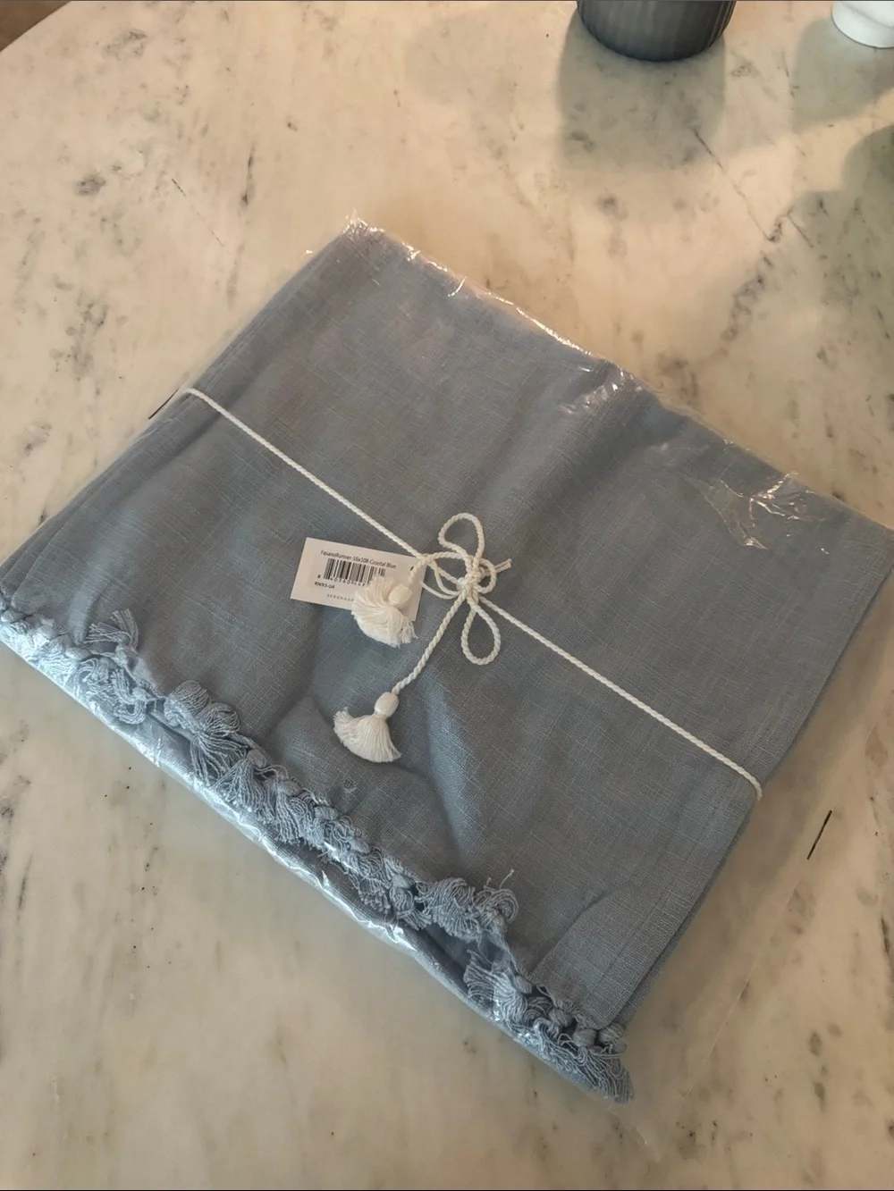 Serena & Lily Fasano Table Runner with Tassels - Coastal Blue 16”x108”